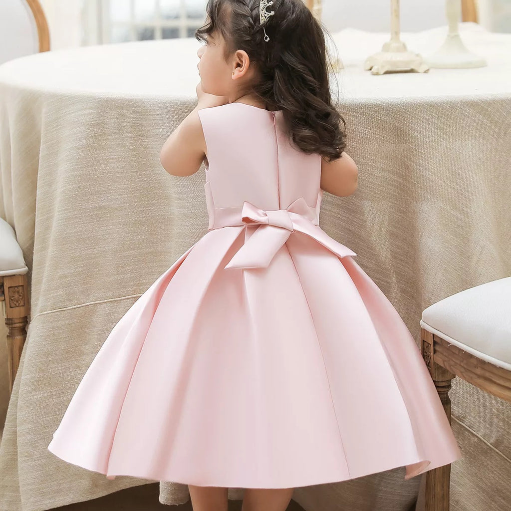 Toddler Girl Solid Bow Formal Dress