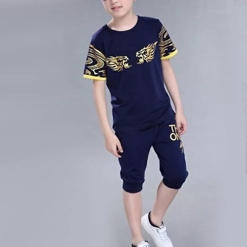 Boy Wing Geometric Shirt and Capri Pants Set