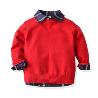 3 Pieces Set Baby Kid Boys Striped Bow Shirts Solid Color Pants And Crochet Sweaters